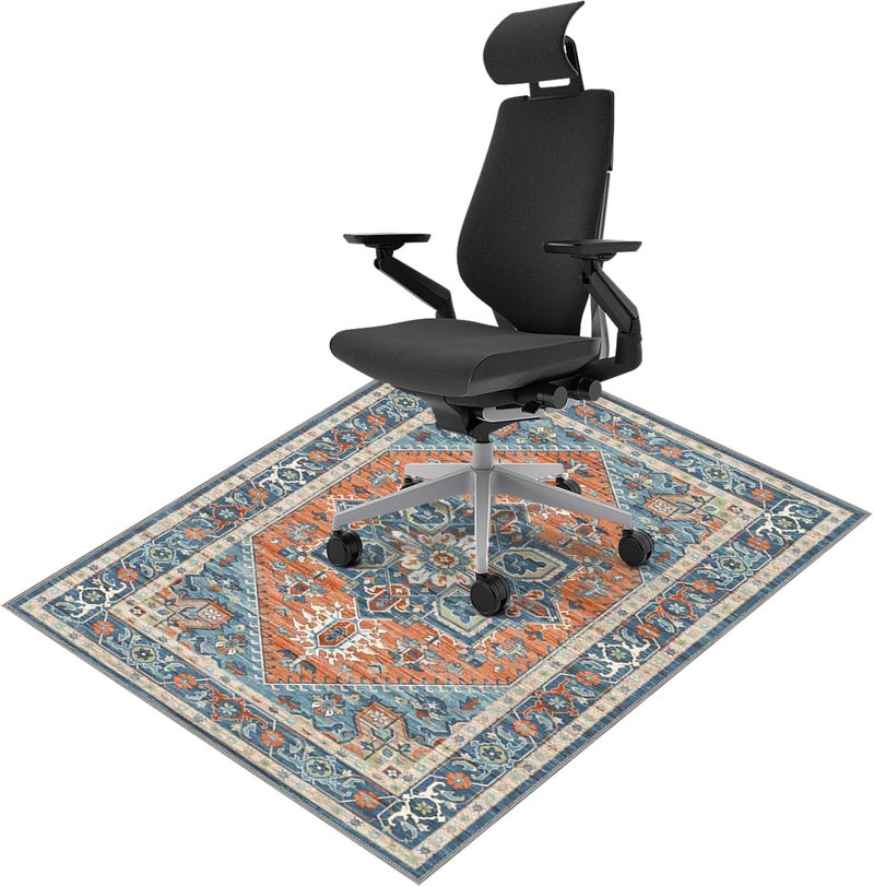 Vicwe Vintage Office Chair Mat for Hardwood Floor, 48"x60" Desk Rug for Hard Floors, Anti-Slip Computer Gaming Mat, Easy to Roll - Image 1